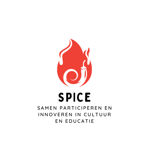 Logo SPICE. Een rode illustratie van een vlam met daarin een witte peper getekend.